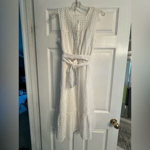 J. Crew White Eyelet Midi Dress